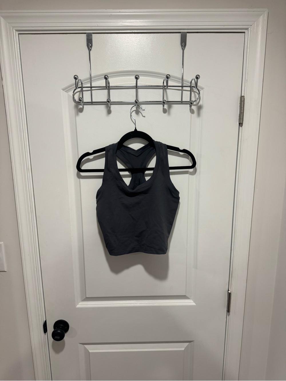Women's Dark Gray Cross-Back Sports Bra Crop Top